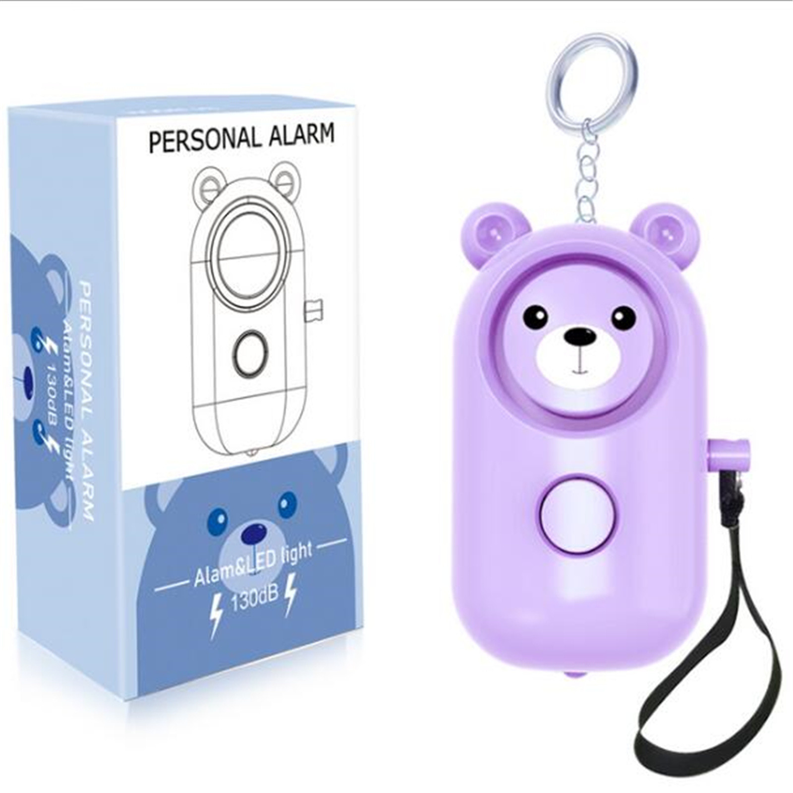 UAEBM Personal Alarm Keychain for Safety - 130dB Loud Self Defense Alarm with LED Light, Compact \u0026 Easy to Use for Women, Men, Kids, Children, \u0026 Elderly Purple